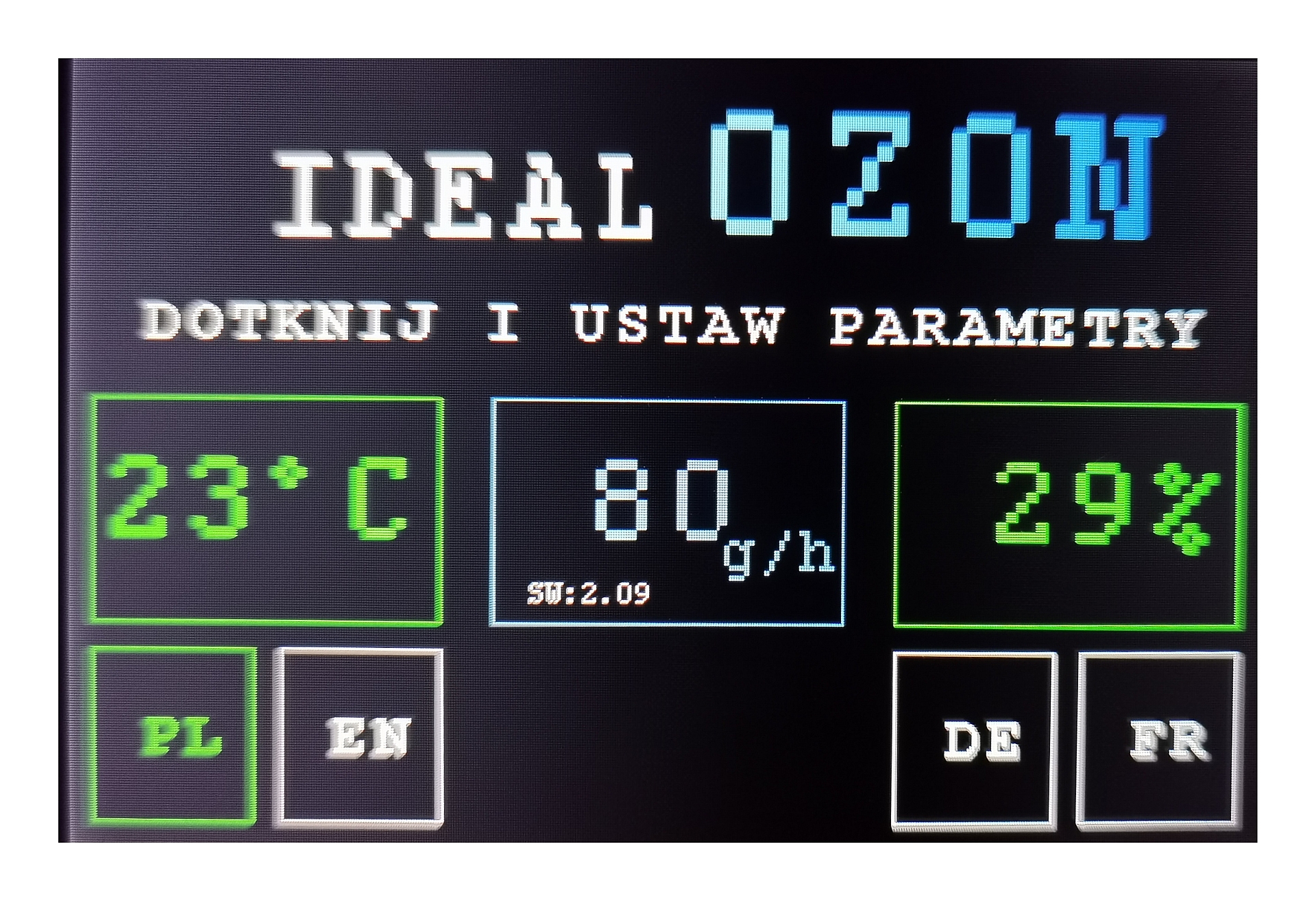 Ozonator kwarcowy V3 regulacja ozonu 8-80 g/h z przystawką