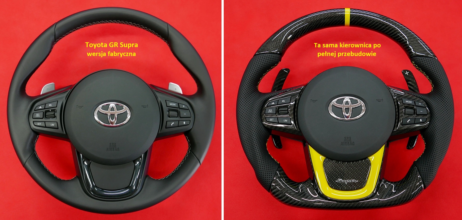 Carbon fiber custom steering wheel Toyota GR Supra MKV