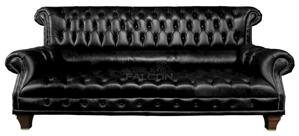 sofa chesterfield czarna skórzana wysoka jakość
