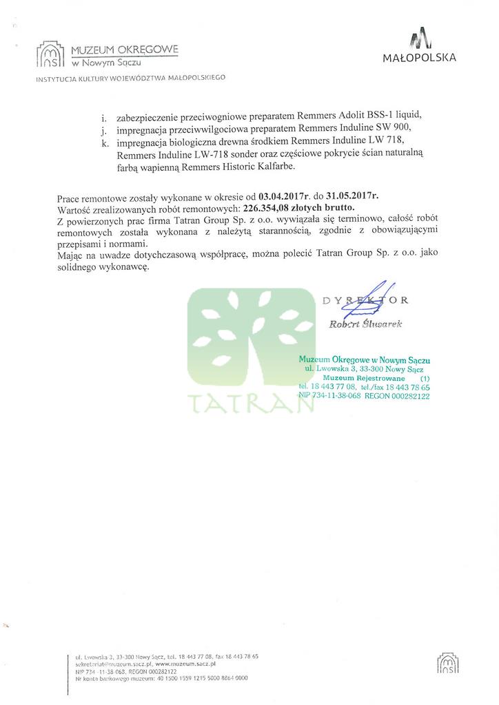 Referencje Tatran Group