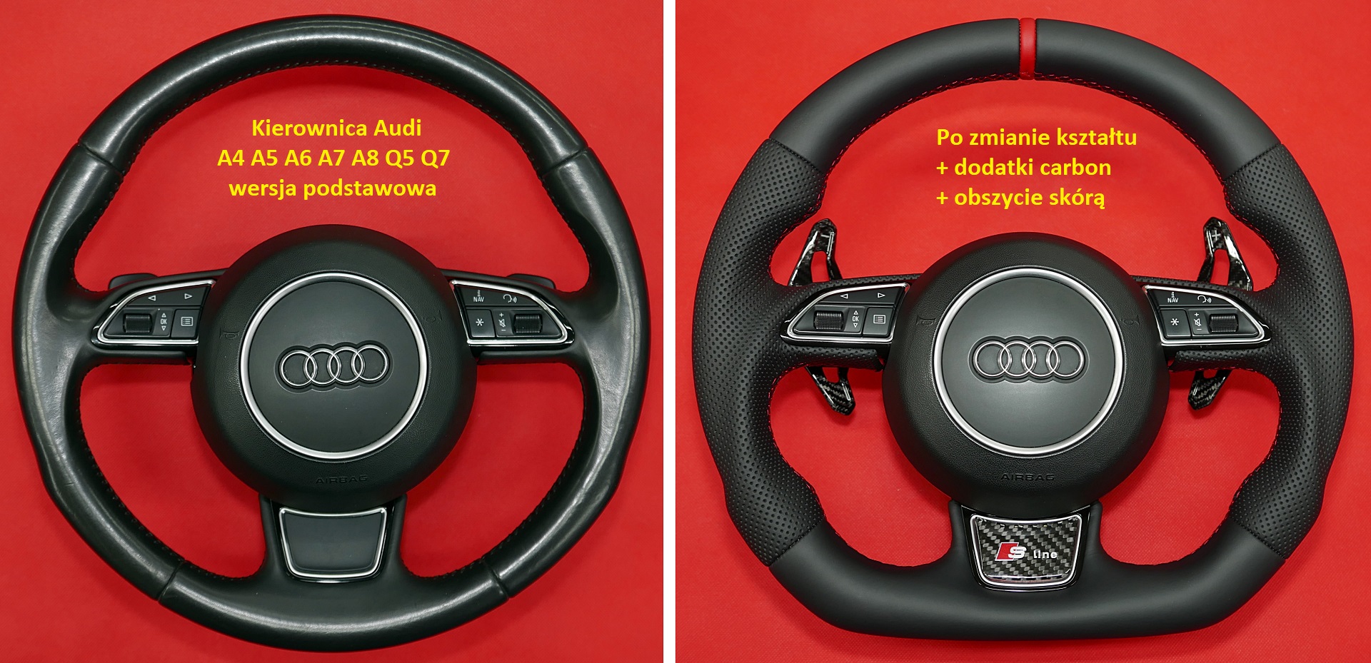 steering wheel Audi S3 S4 S5 S6 S7 shape change, flattening of the bottom