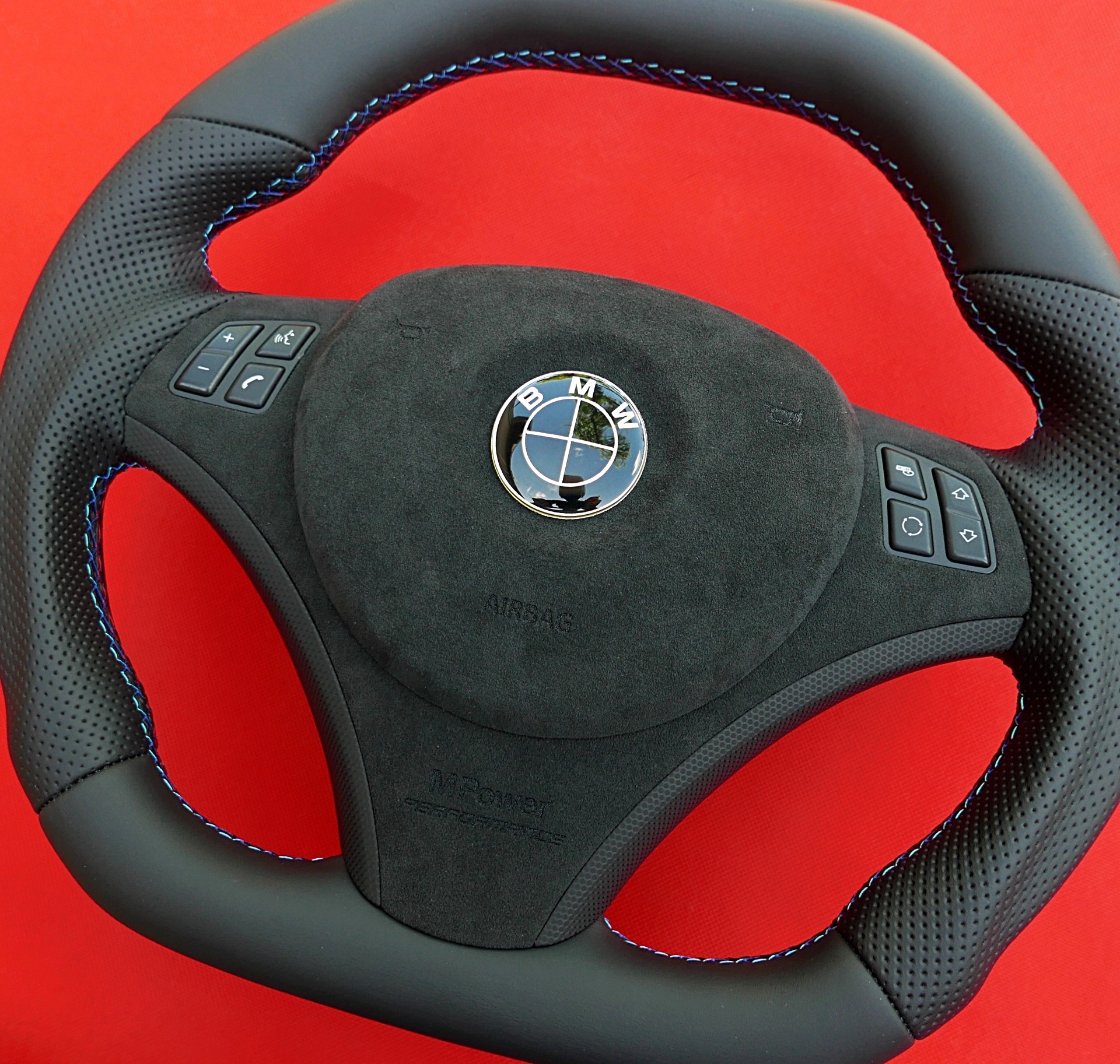 Custom decoration alcantara steering wheel BMW MPerformance