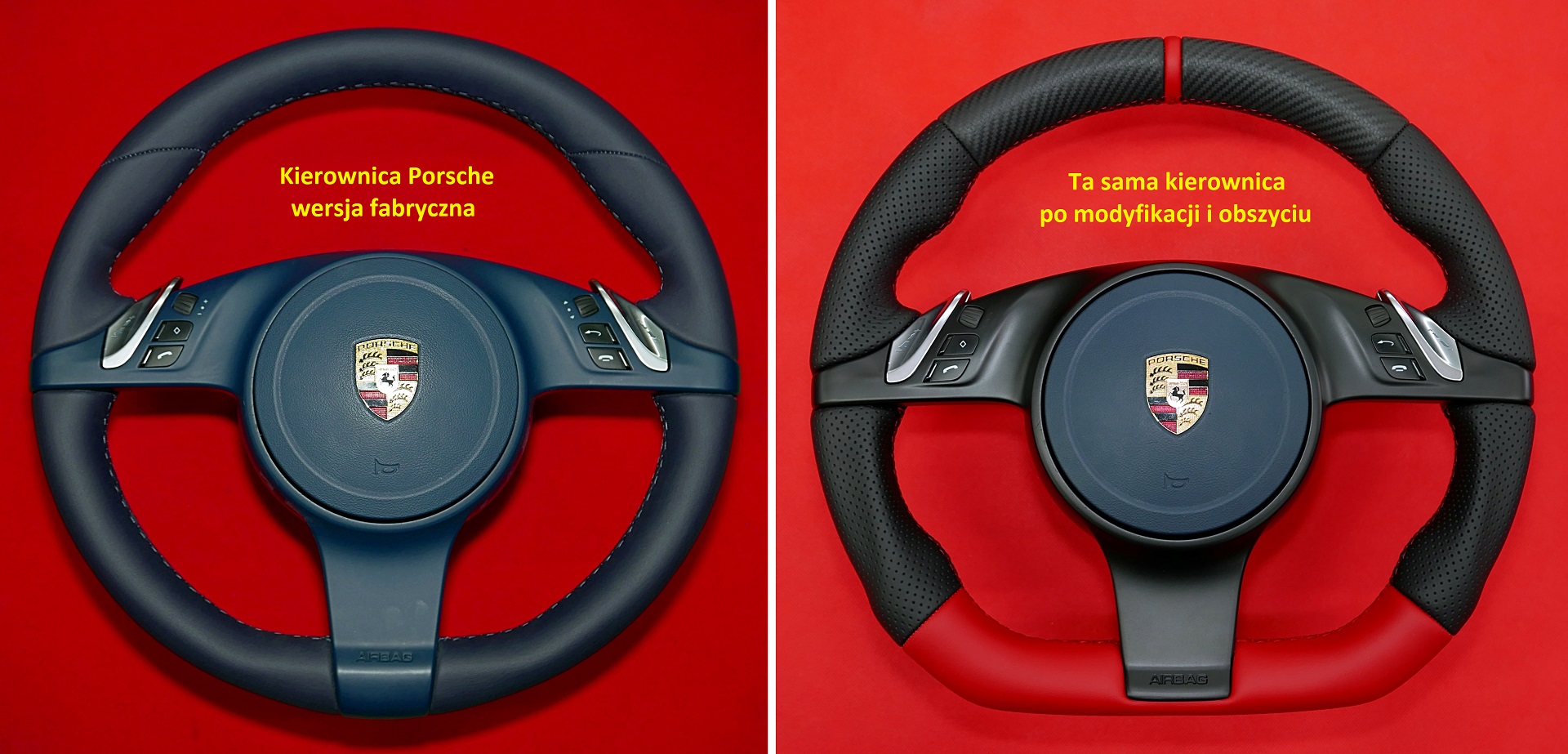 custom flat bottom steering wheel Porsche soft carbon fiber