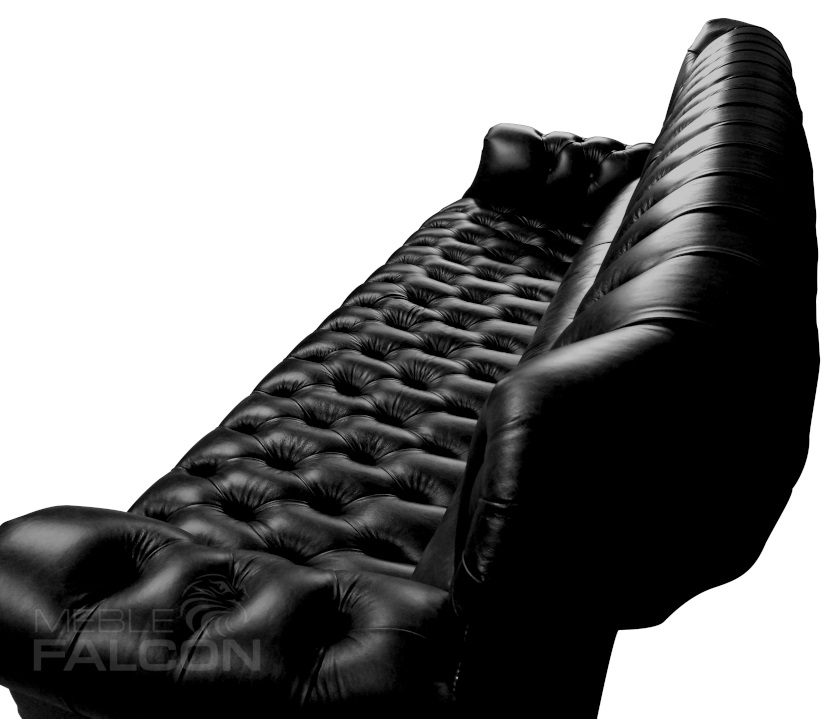 stylowa czarna sofa chesterfield do salonu biura 