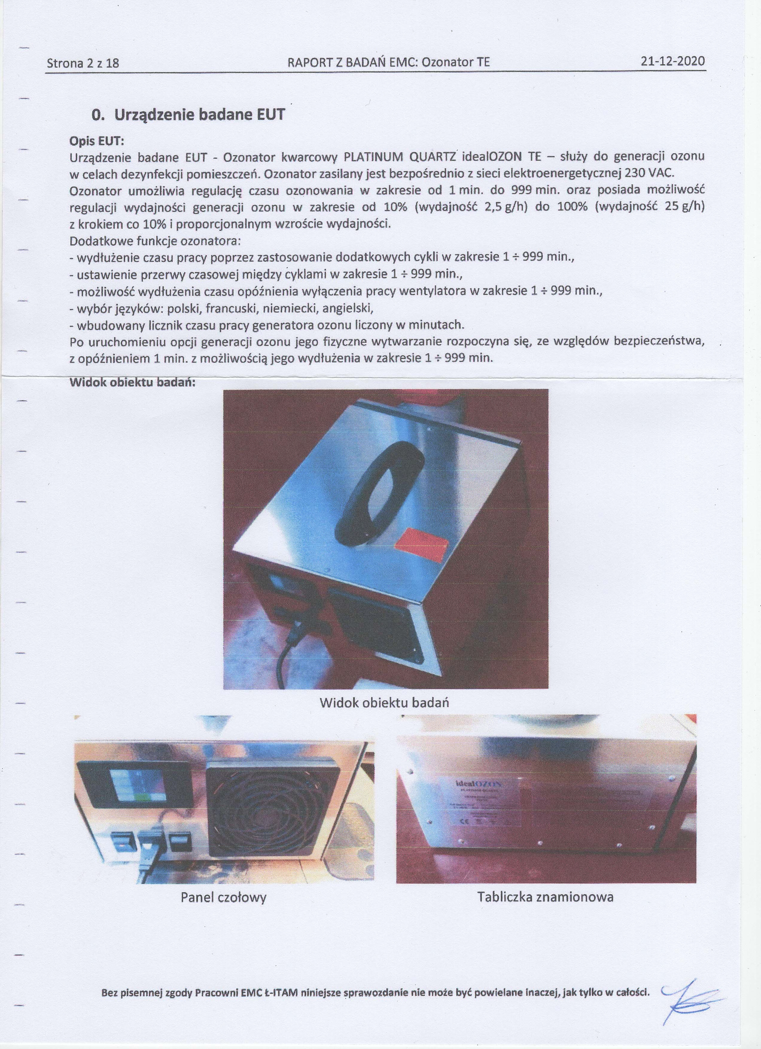 Generatory ozonu/ozonatory kwarcowe 30 000 mg