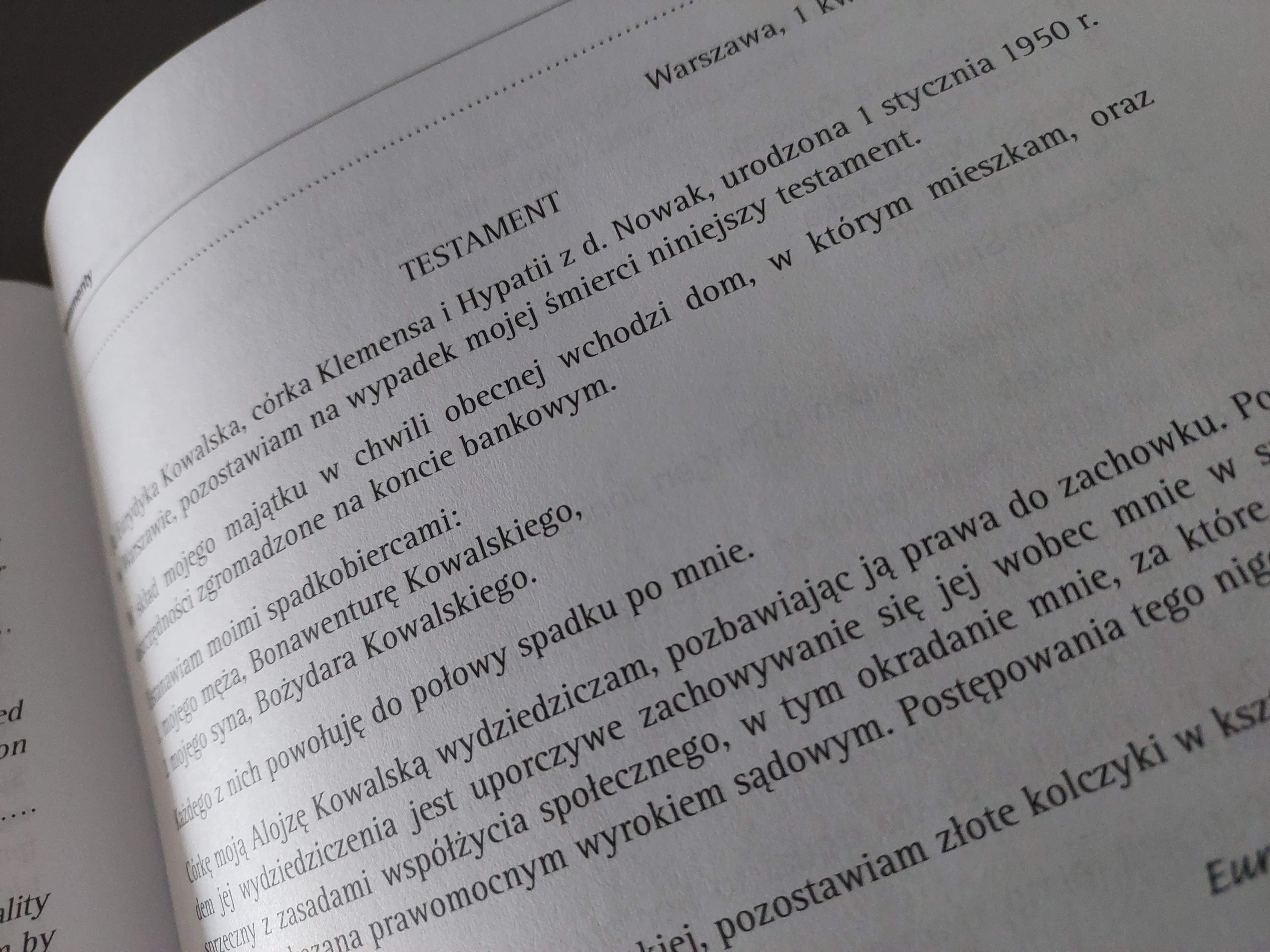 Testament, spadkobierca, spadkodawca - tłumaczenie na język angielski.