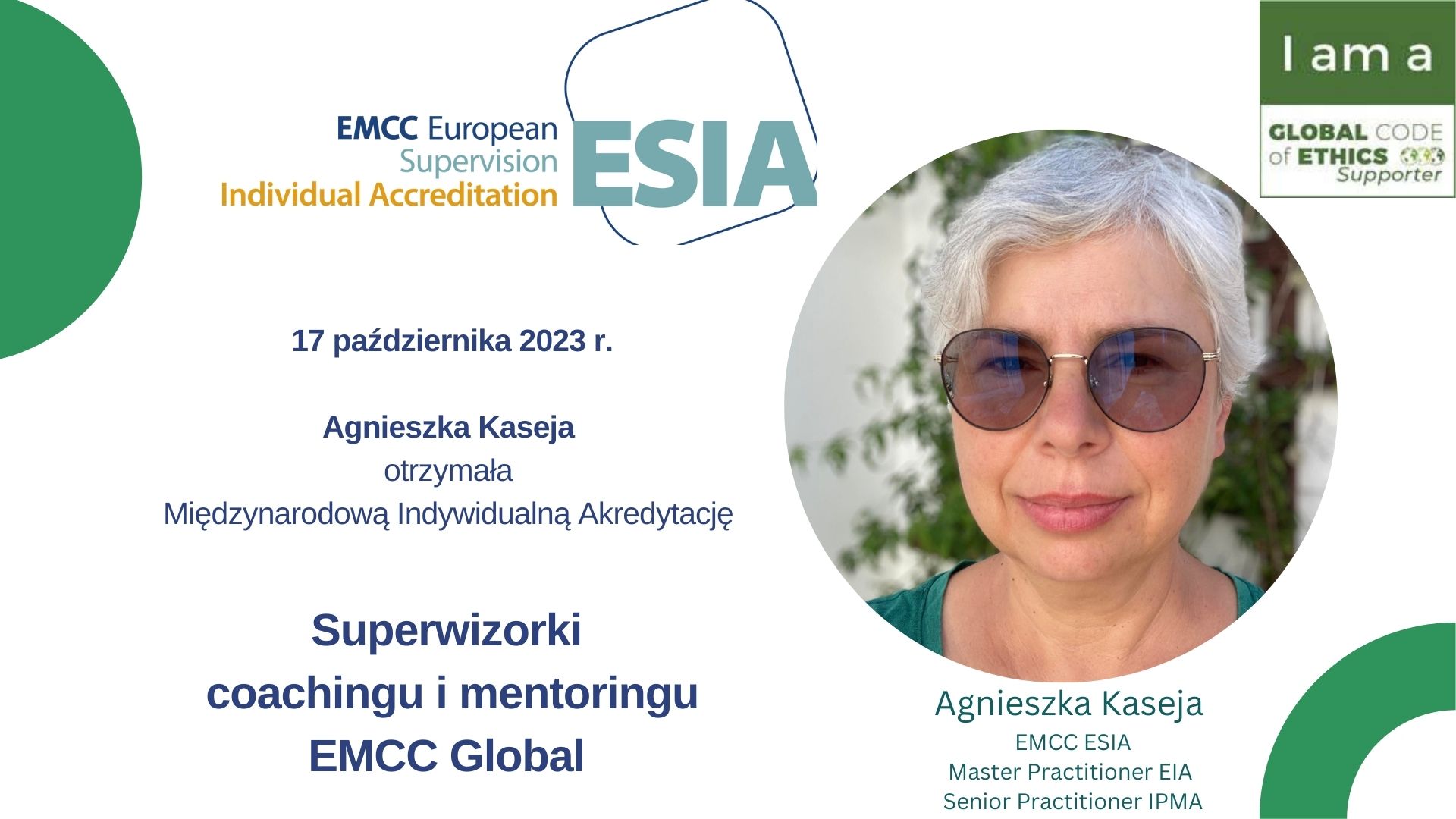 Uzyskałam światowy znak jakości dla superwizorów coachingu i mentoringu - EMCC ESIA