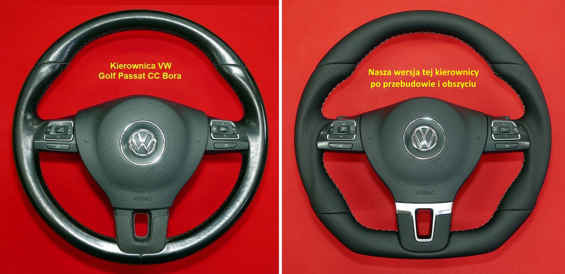 Custom flat bottom steering wheel VW Golf Passat