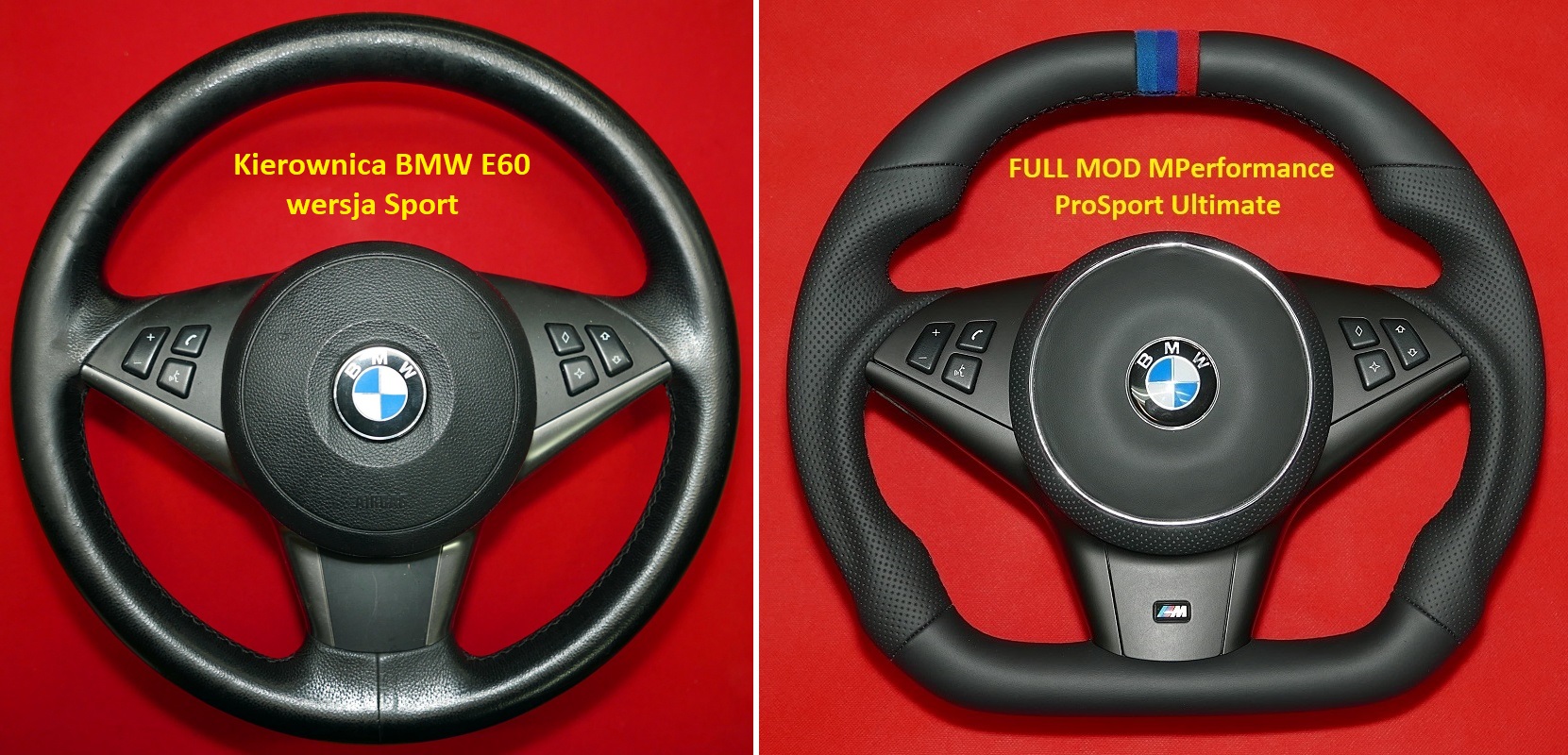 zmiana kształtu modyfikacja tuning kierownica BMW E60 MPerformance