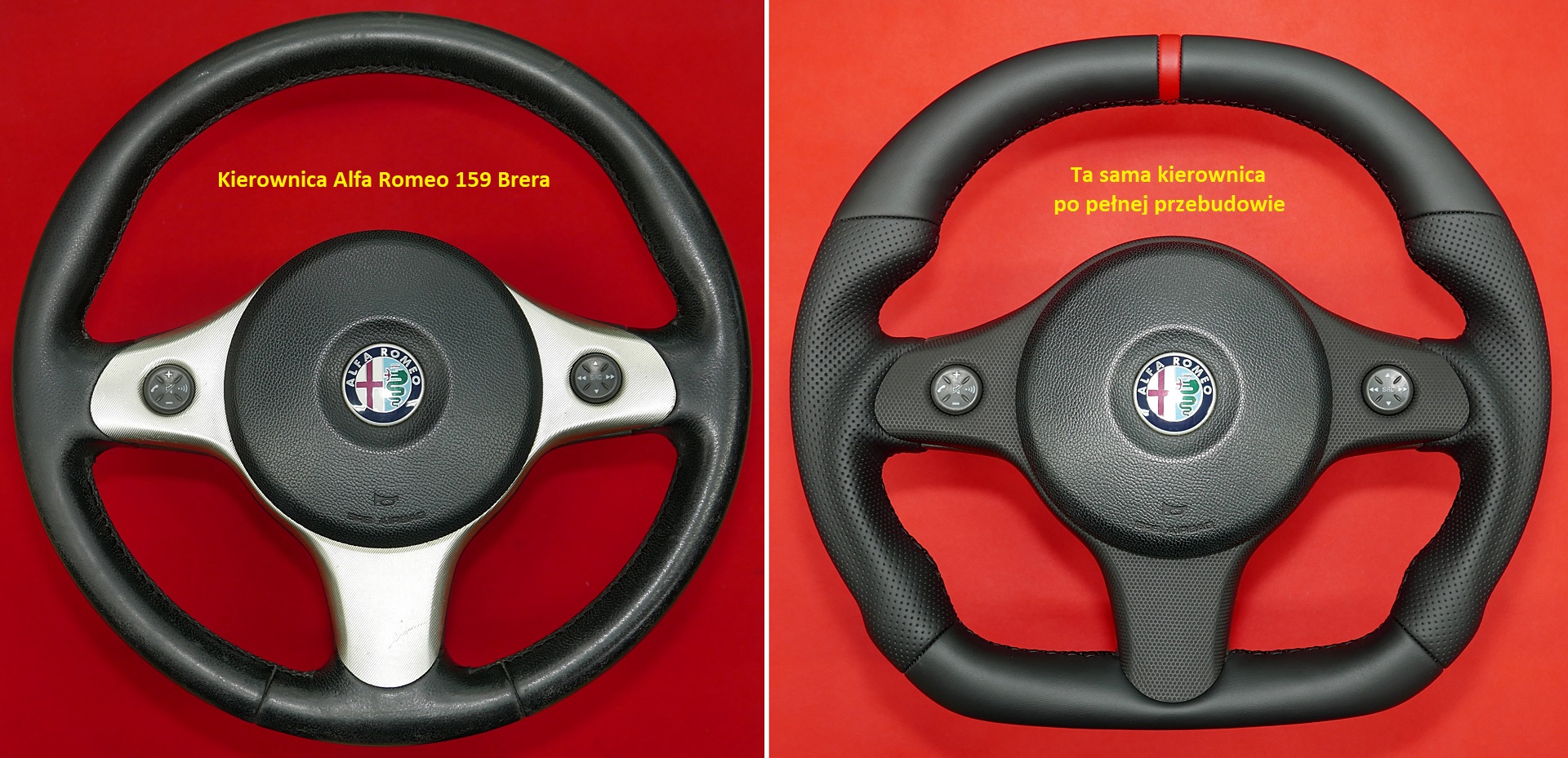 Kierownica Alfa Romeo Brera 159 tuning modyfikacja zmiana kształtu kierownicy do auta