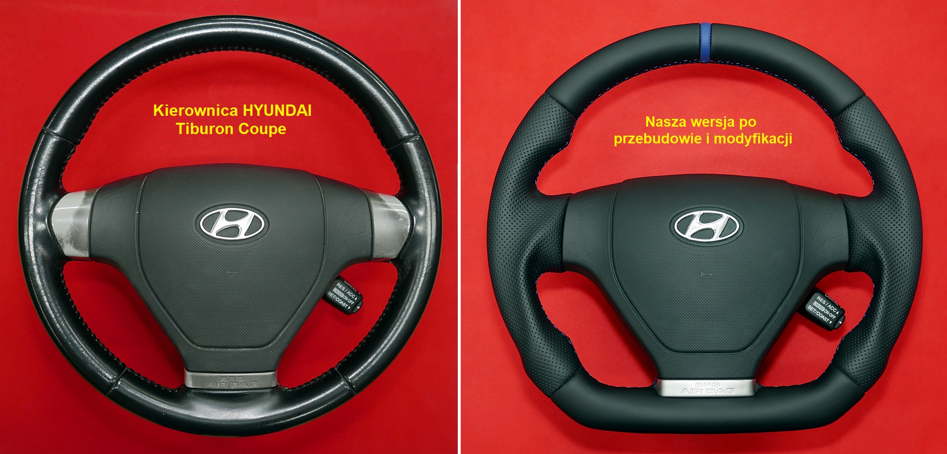 Tuning modyfikacja obszycie kierownicy Hyundai Tiburon Coupe Tuscani