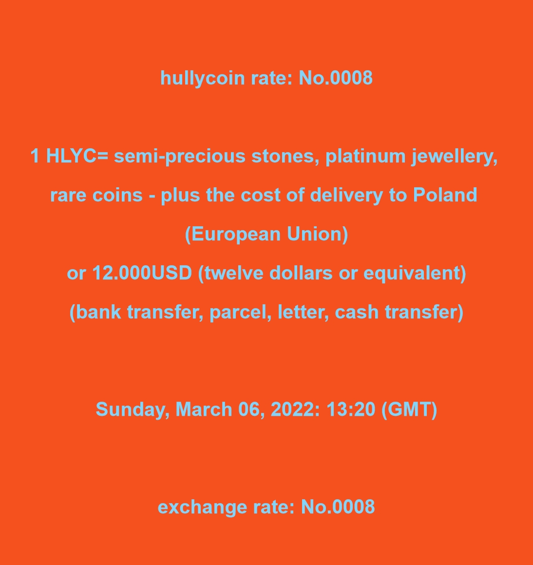 hullycoin rate: No.0008