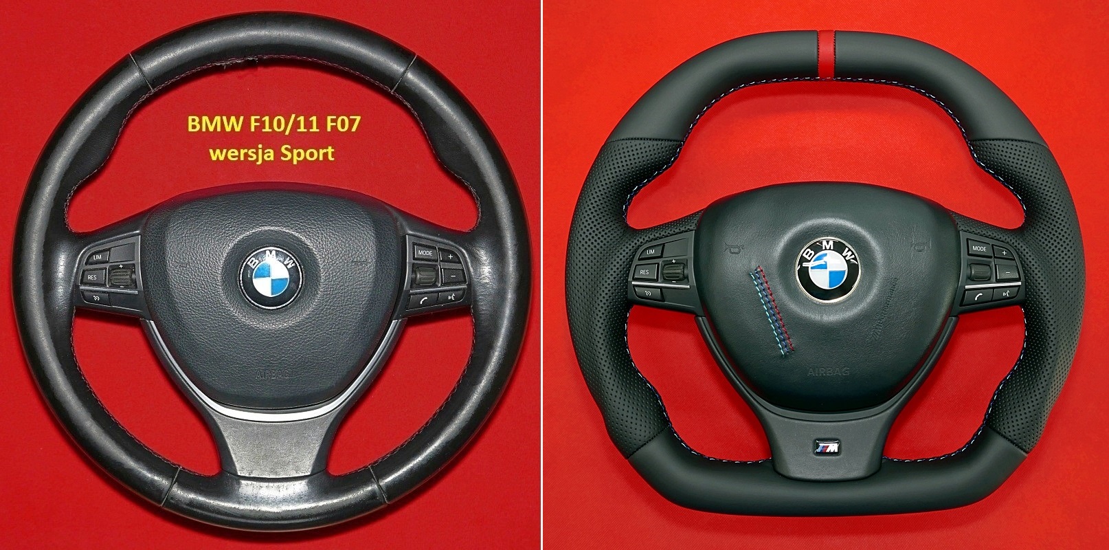 Kierownica BMW F10 F06 modyfikacja zmiana kształtu spłaszczenie obszycie skórą
