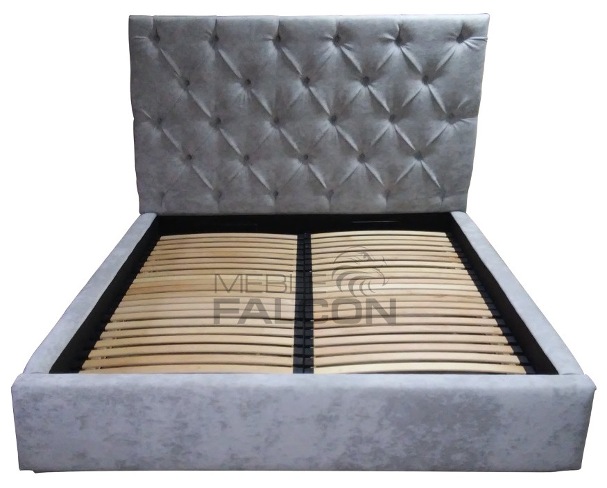 łóżko tapicerowane pikowane chesterfield tkanina materiał producent tanio plusz szary zagłówek