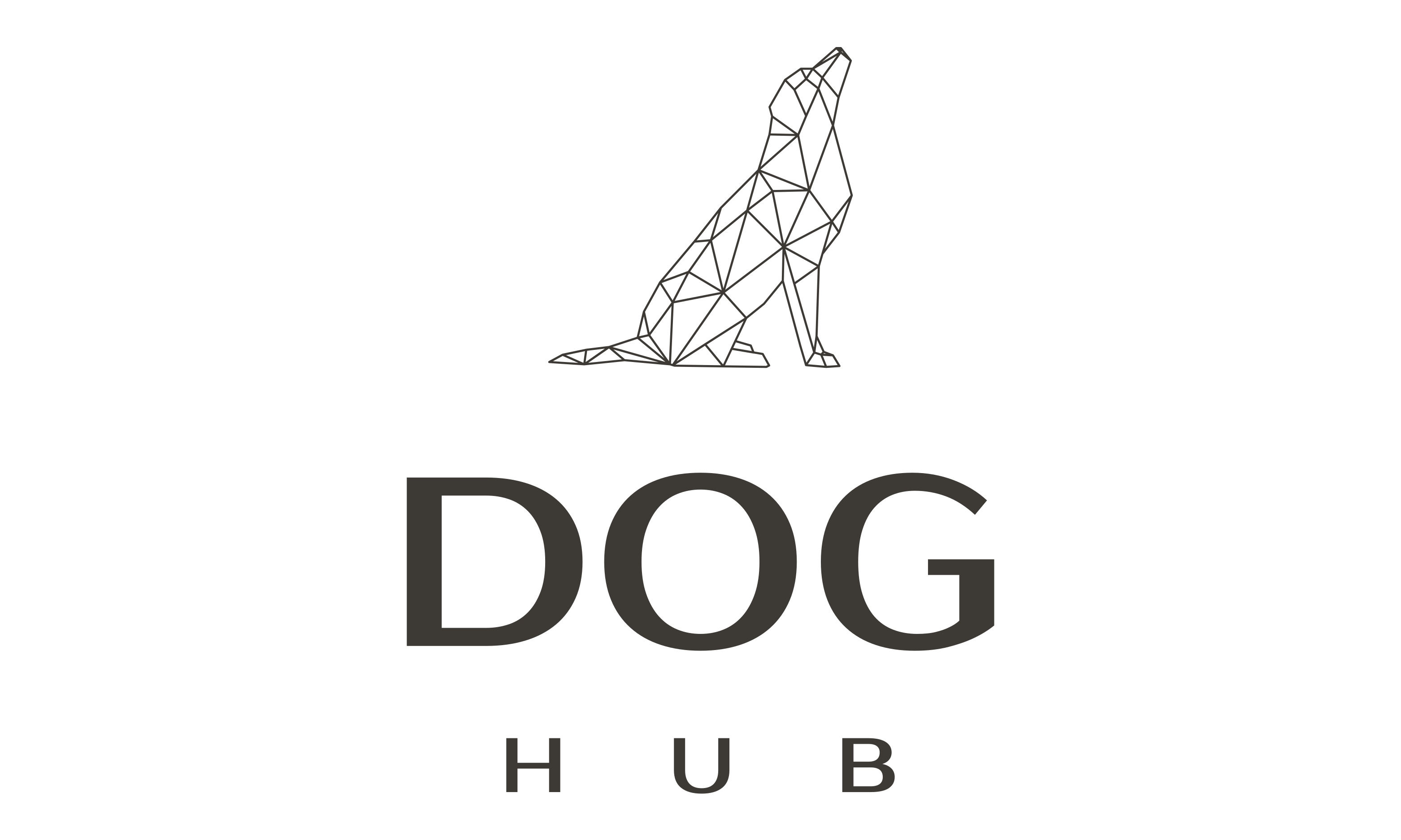 Logo ośrodka siedzący pies i nazwa Dog Hub