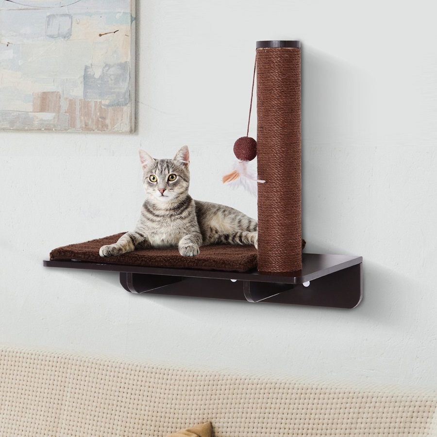 Drapak PawHut, tablica dla kota do montażu na ścianie, pluszowe pokrycie