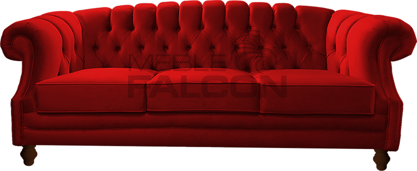 3-osobowa sofa chesterfield czerwona bordowa tanio