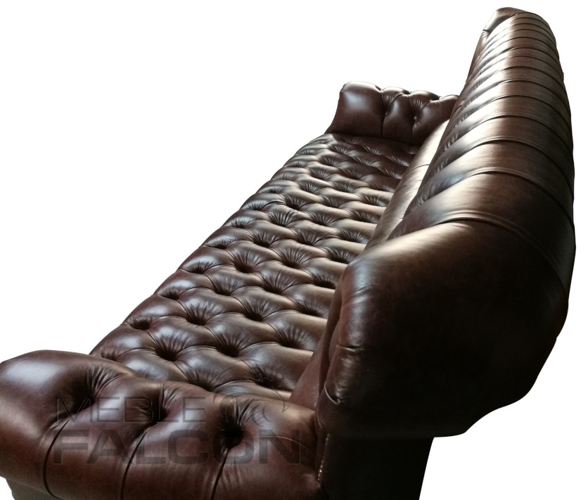 piękna sofa pikowana w skórze naturalnej producent