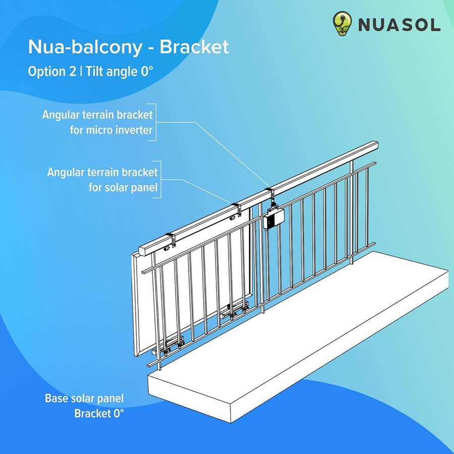 NuaSol - Uchwyt balkonowy do elektrowni, poręcz mocowanie do 1 modułu solarnego i falownika
