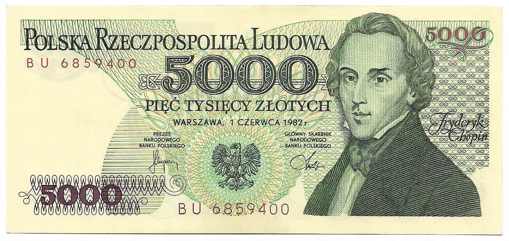 5000 Zł Fr.Chopin 1982r Seria BU StanUNC Rzadki!!! /Nowa Oferta/