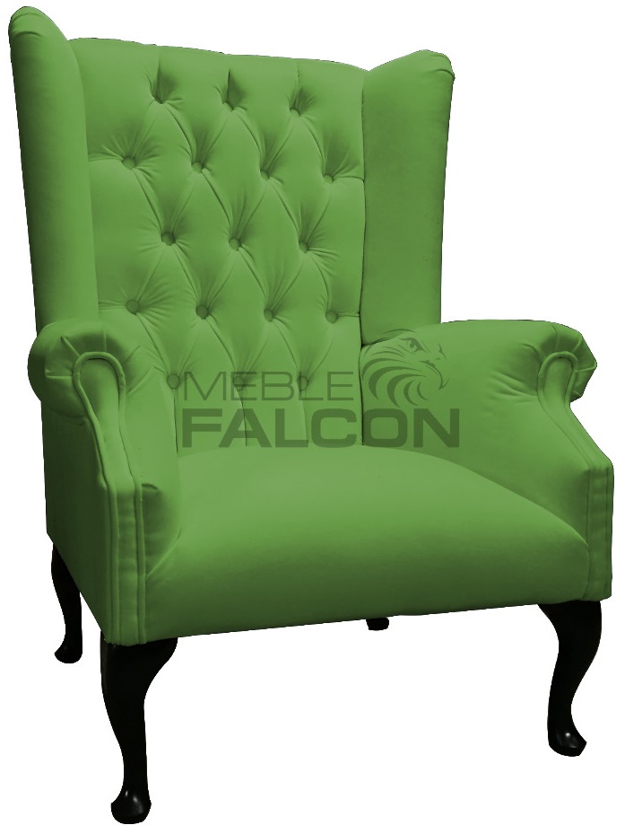 fotel chesterfield uszak ludwik stylowy pikowany zielony do salonu biura gabinetu plusz producent