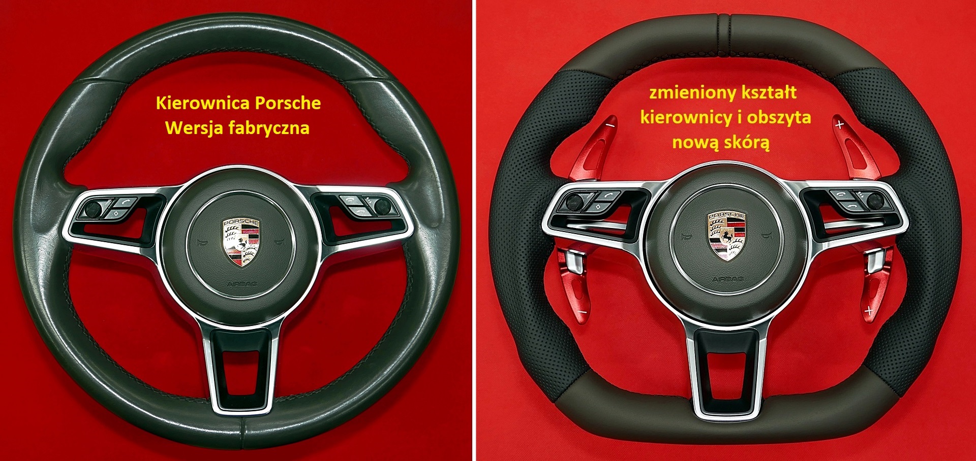 Zmianan kształtu spłaszczenie dołu kierownica Porsche