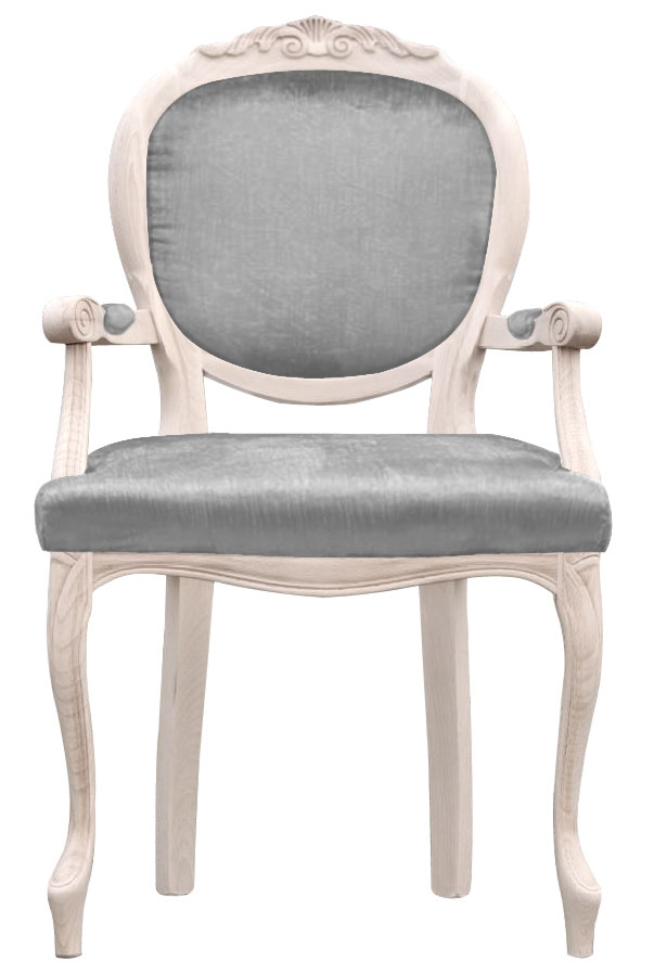 stylowe krzesło w stylu shabby chic tapicerowane ozdobne do jadalni salonu krzesło szare srebrne 