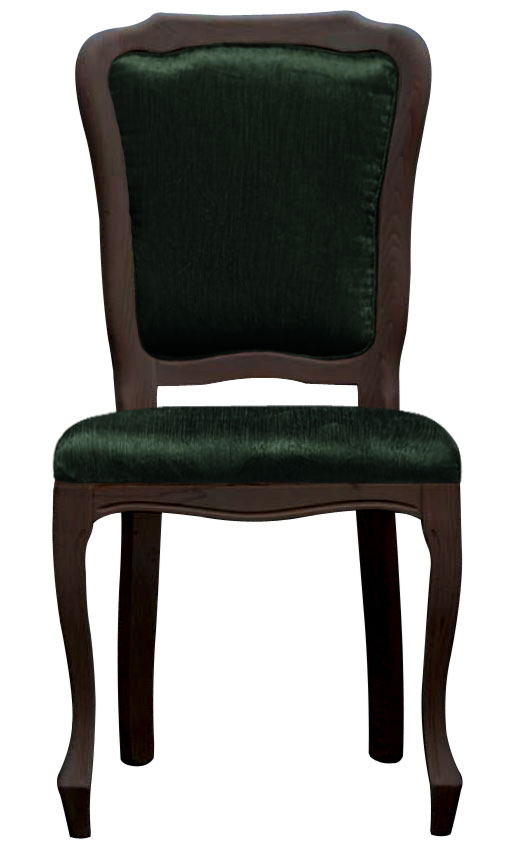perfekcyjnie wykonane krzesło na drewnianych nóżkach z tapicerowanym siedziskiem i oparciem