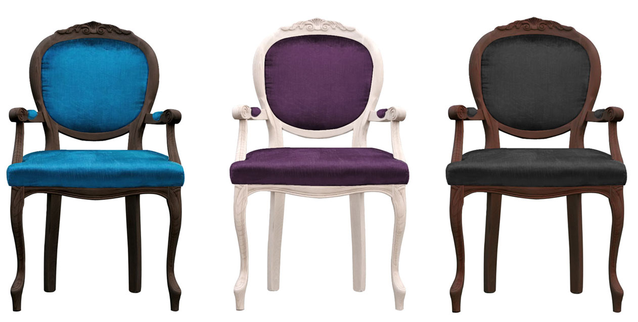 krzesło medalion tapicerowane siedzisko i oparcie stylizowane nogi kolor niebieski fioletowy czarny 