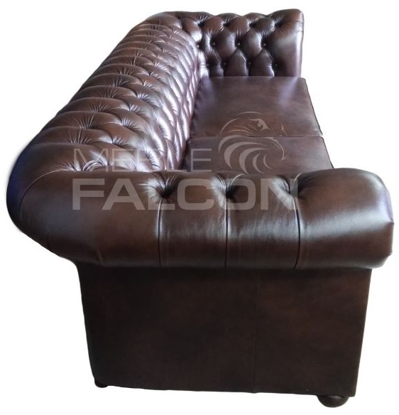 sofa chesterfield rozkładana brązowa skóra 100%