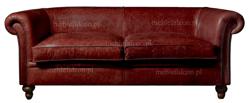 sofa w stylu vintage brązowa skóra 