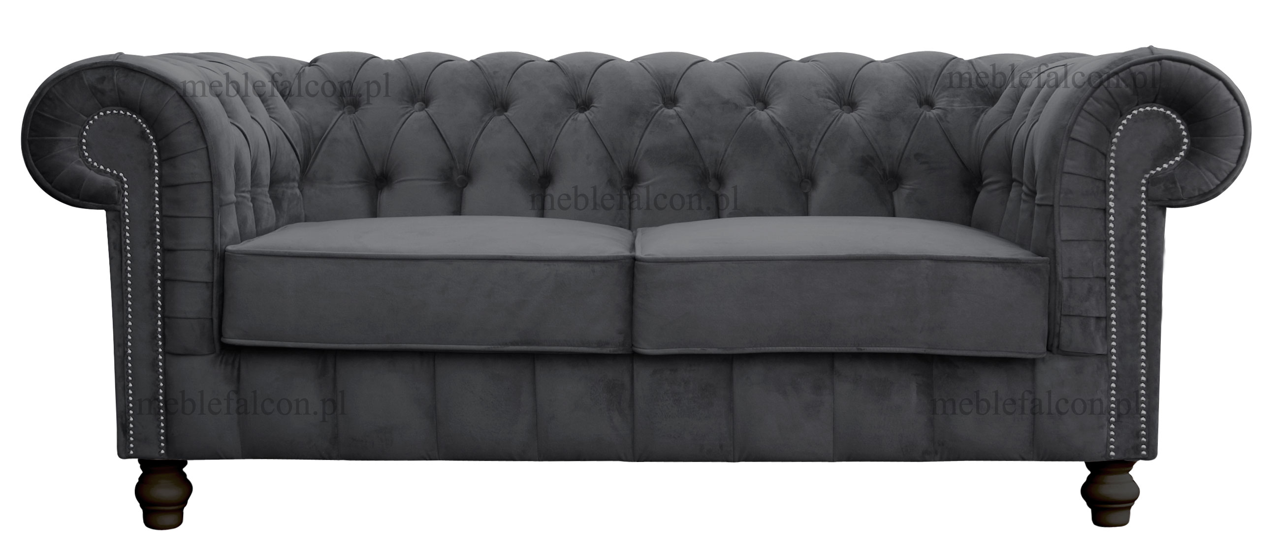 subtelna szara wyszukana sofa chesterfield z wygodnym siedziskiem perfekcyjnie wykonanym pikowaniem