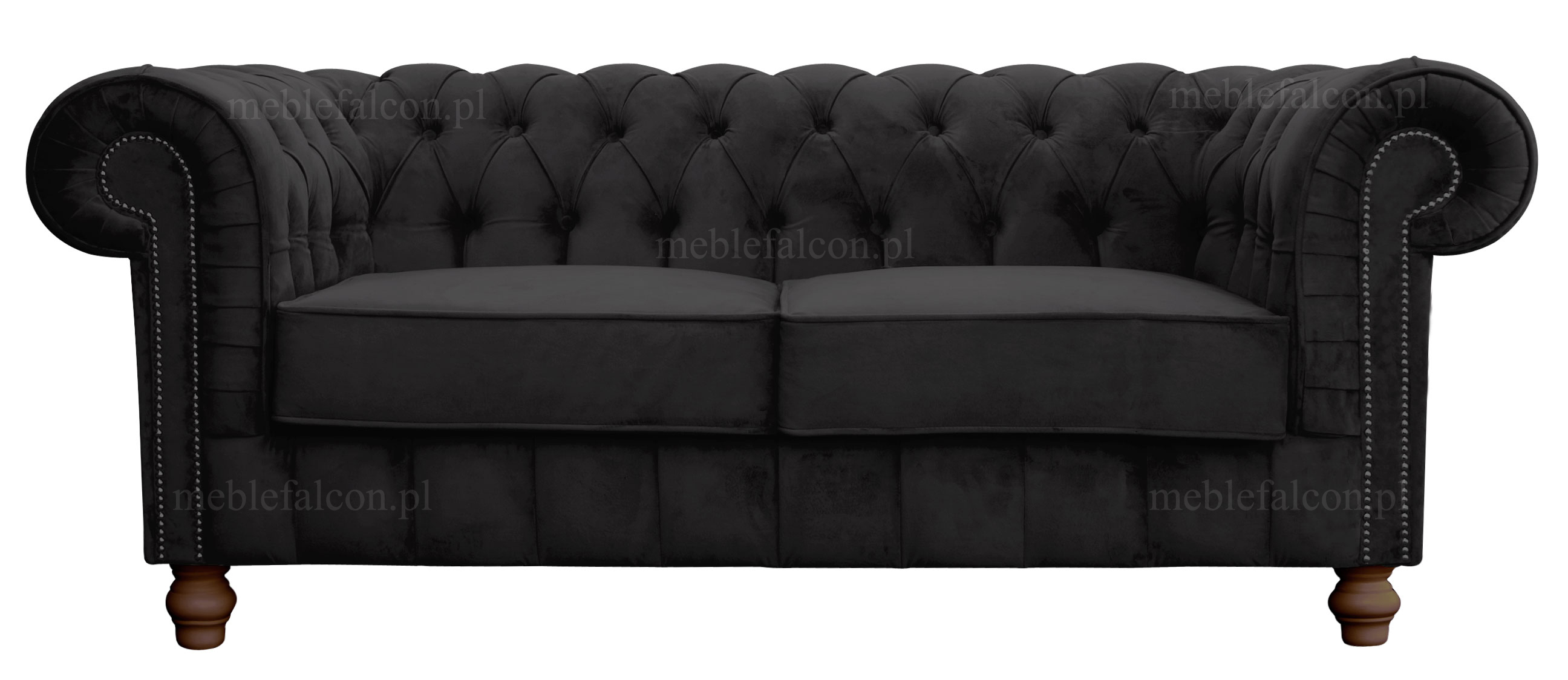 precyzyjnie wykonana wygodna sofa w czarnym pluszu bogato zdobiona wyjątkowa sofa w stylu angielskim