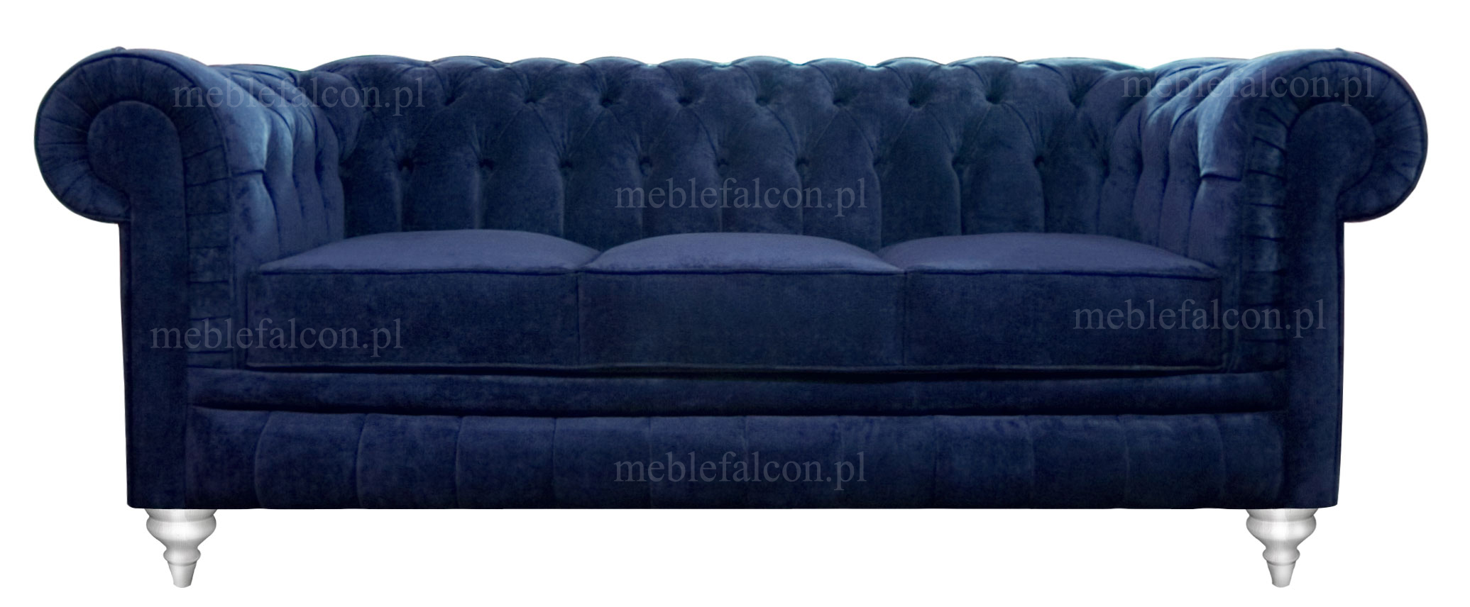 sofa niebieska granatowa, sofa stylizowana o klasycznej linii sofy chesterfield, sofa do salonu
