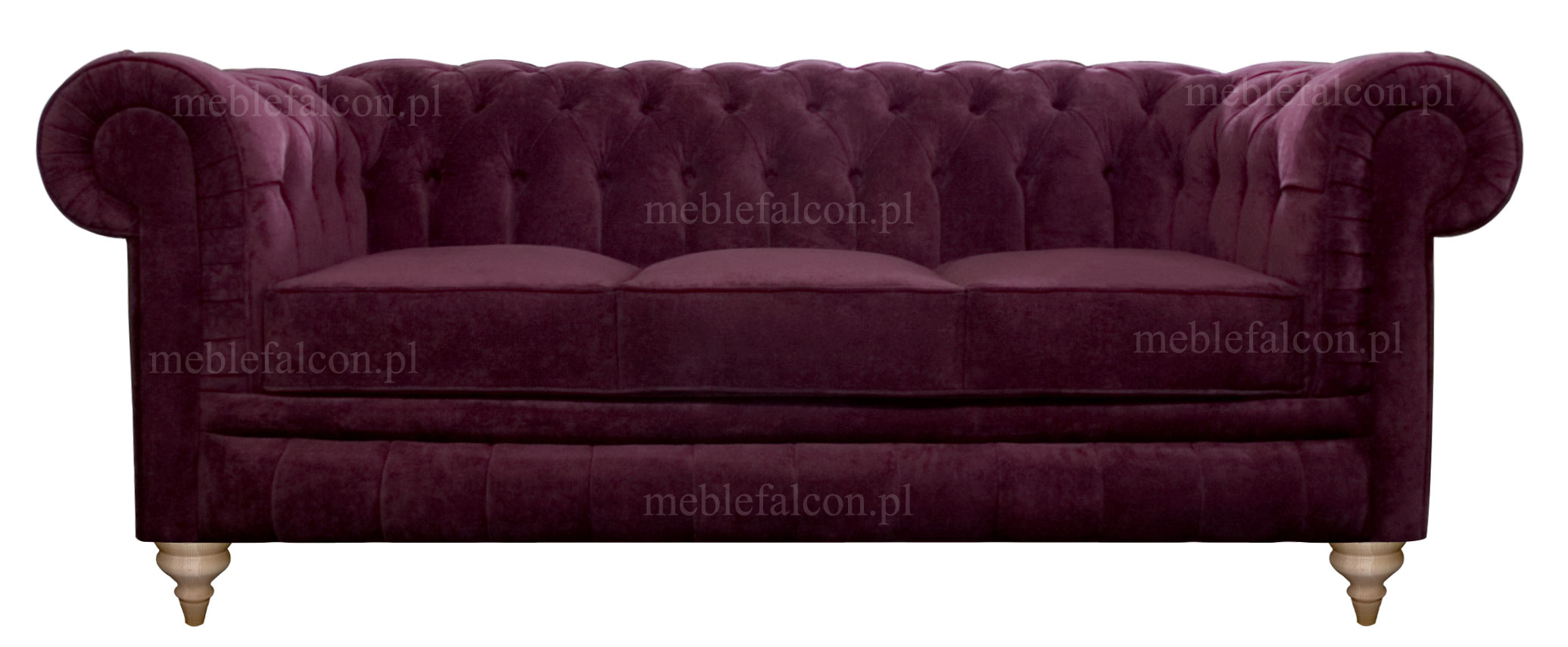 purpurowa sofa pluszowa smukła delikatna linia idealna dla sofy salonowej 