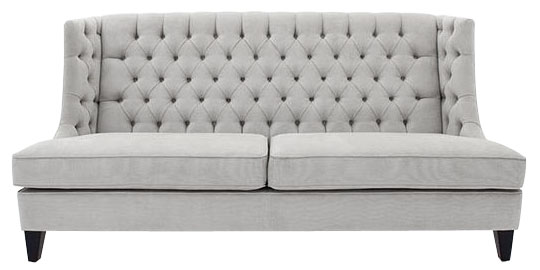 sofa w stylu glamour wysokie pikowane oparcie tapicerka materiał