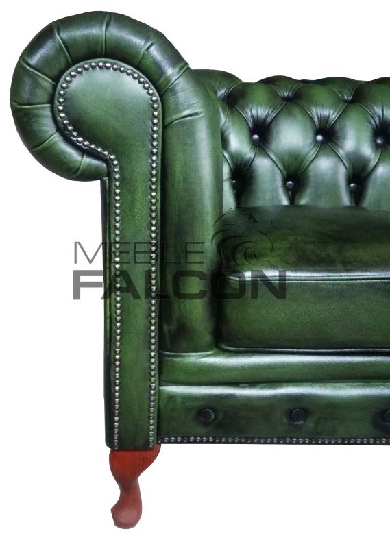 meble sofa chesterfield pikowana tapicerowana skóra przecierana zielona producent tanio skórzana