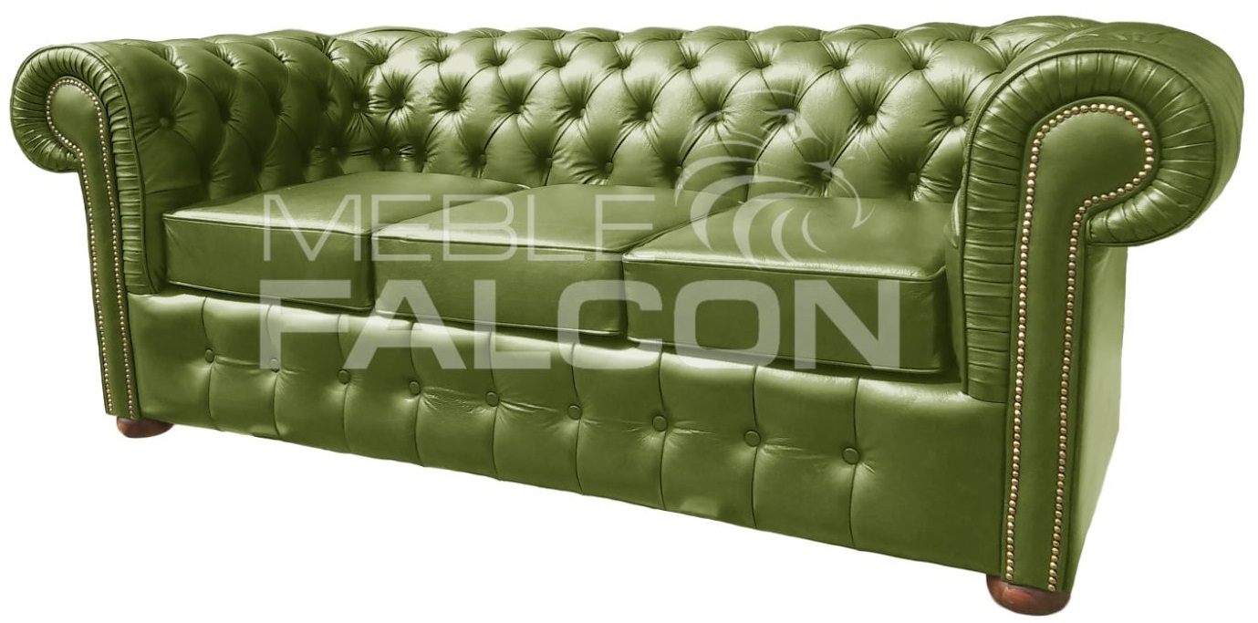 sofa chesterfield w skórze naturalnej oliwkowa producent